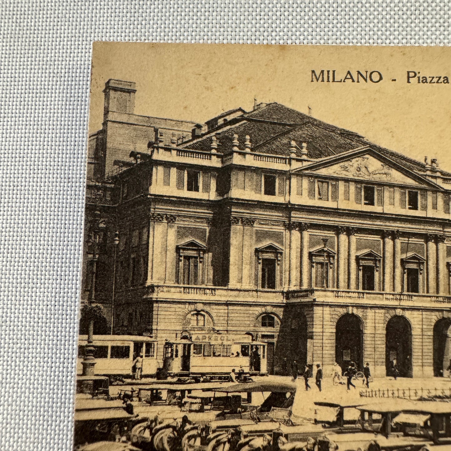 Vintage Italian Postcard Post Card Milano Milan Piazza e Teatro Alla Scala