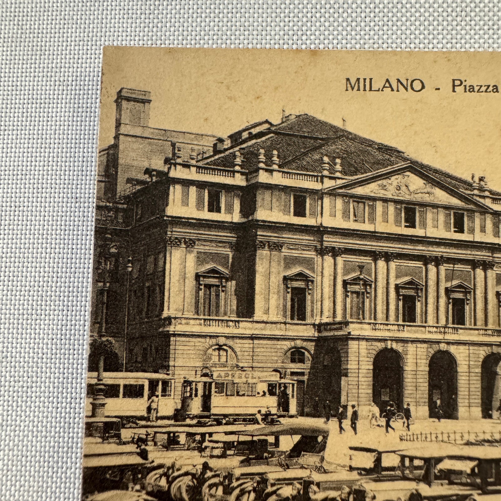 Vintage Italian Postcard Post Card Milano Milan Piazza e Teatro Alla Scala