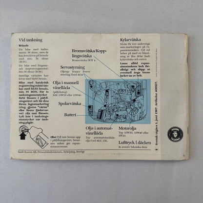 1988 Saab 900 Owners Manual Book Pouch Sedan Convertible Vintage Car SWEDISH