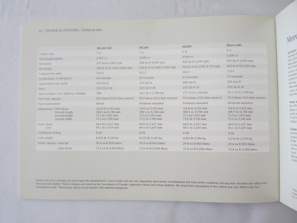 2007 Mercedes M Class Sales Brochure Catalog