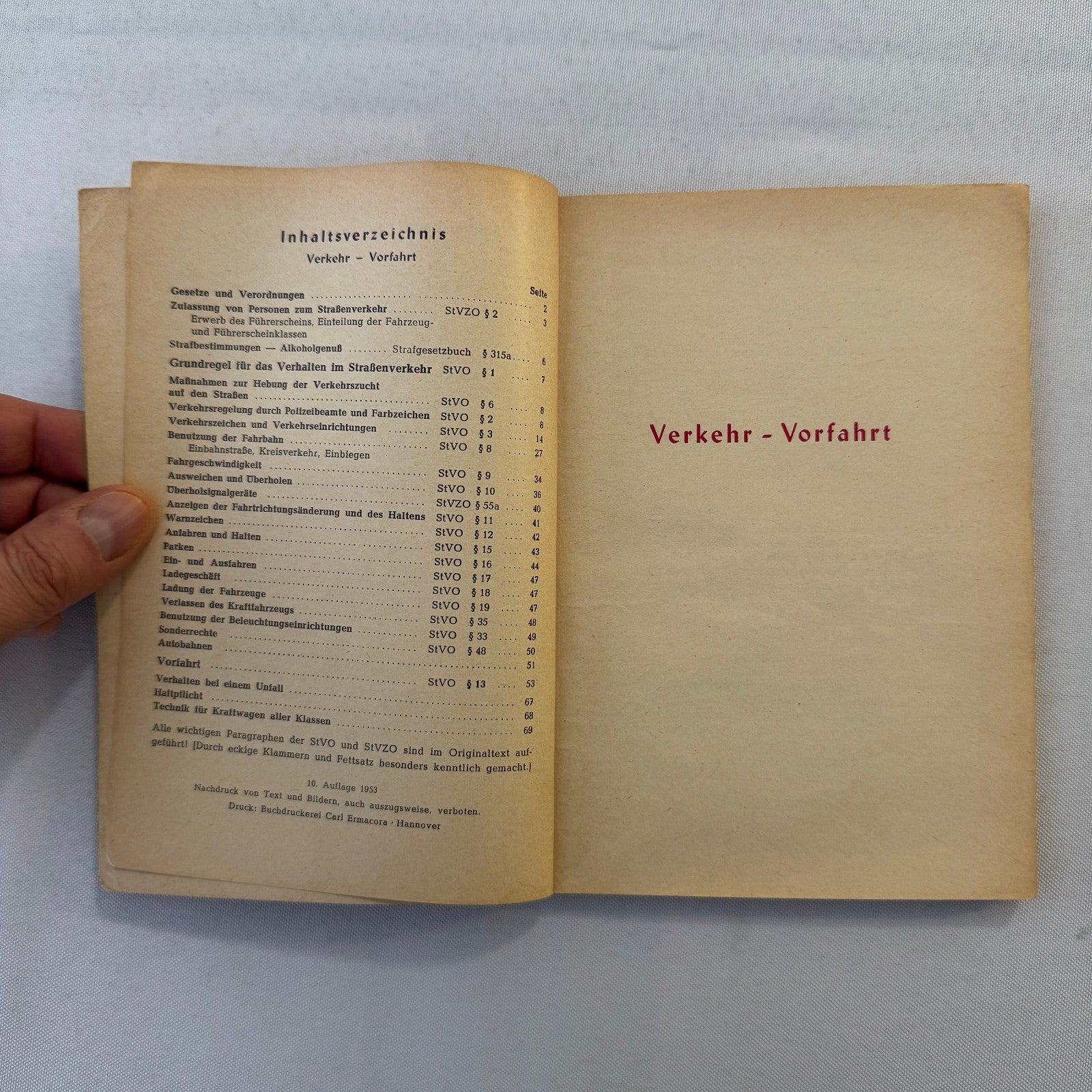 1953 Drivers Training Handbook Book German Germany Car Automobile
