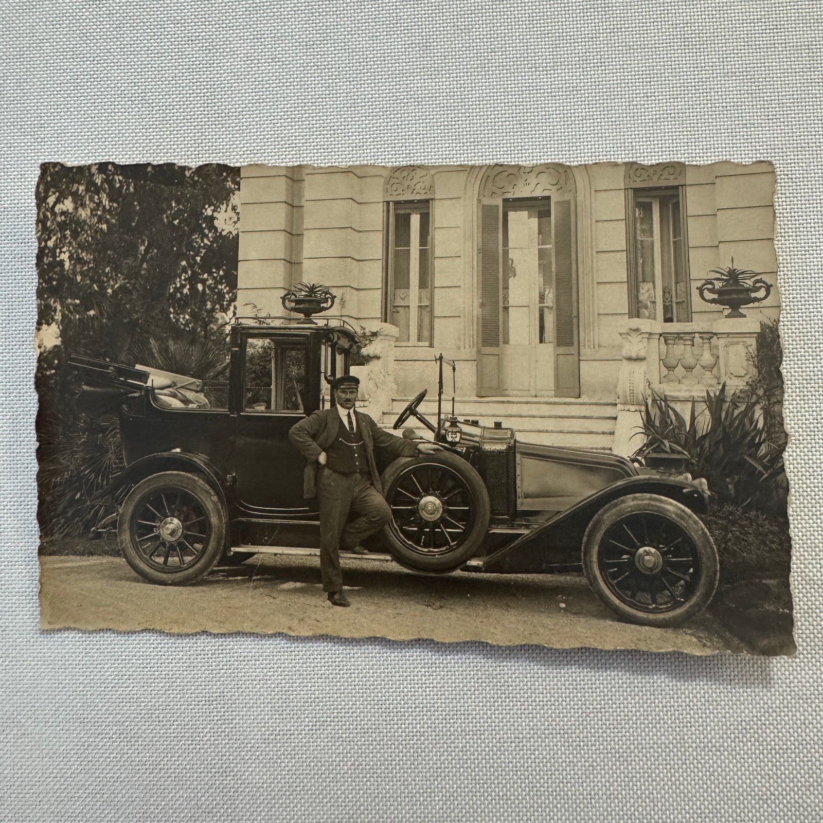 Vintage Real Photo Postcard Post Card RPPC Photograph Man with Car Automobile
