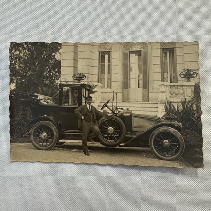Vintage Real Photo Postcard Post Card RPPC Photograph Man with Car Automobile