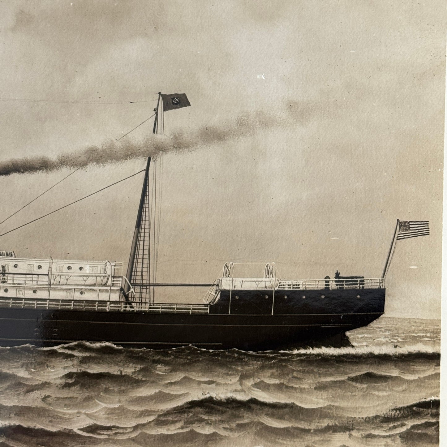 Vintage Ship Boat Photo Photograph Print Webster & Stevens Photo Admiral Sampson