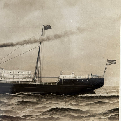 Vintage Ship Boat Photo Photograph Print Webster & Stevens Photo Admiral Sampson