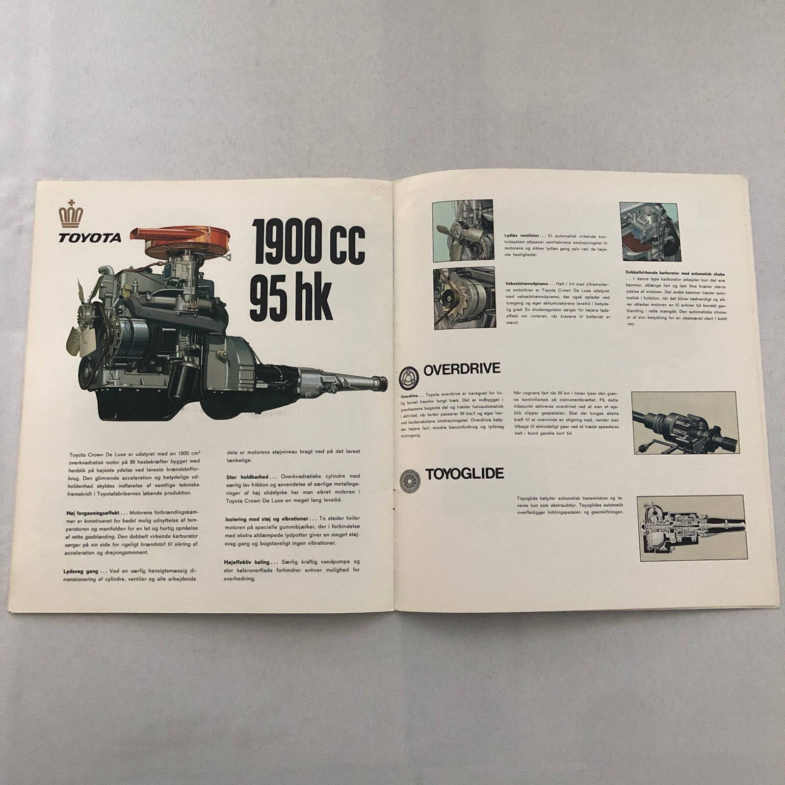 Vintage Toyota Crown Deluxe Car Sales Brochure Catalog DANISH TEXT