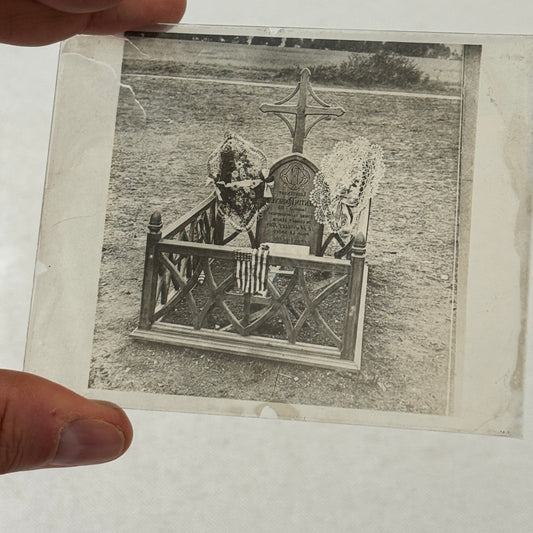 Antique Glass Plate Lantern Slide Quentin Roosevelt  Grave Cemetery