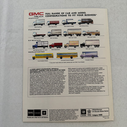 GMC Truck Sales Brochure Catalog W4 W7 W7HV 1987 1988 Vintage