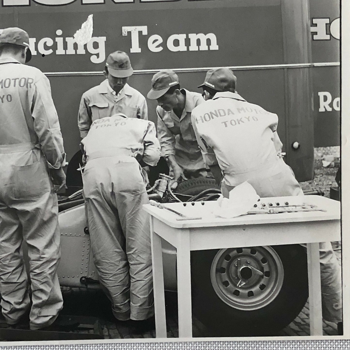 Vintage Honda Grand Prix Racing Car Team Photo Photograph Print 