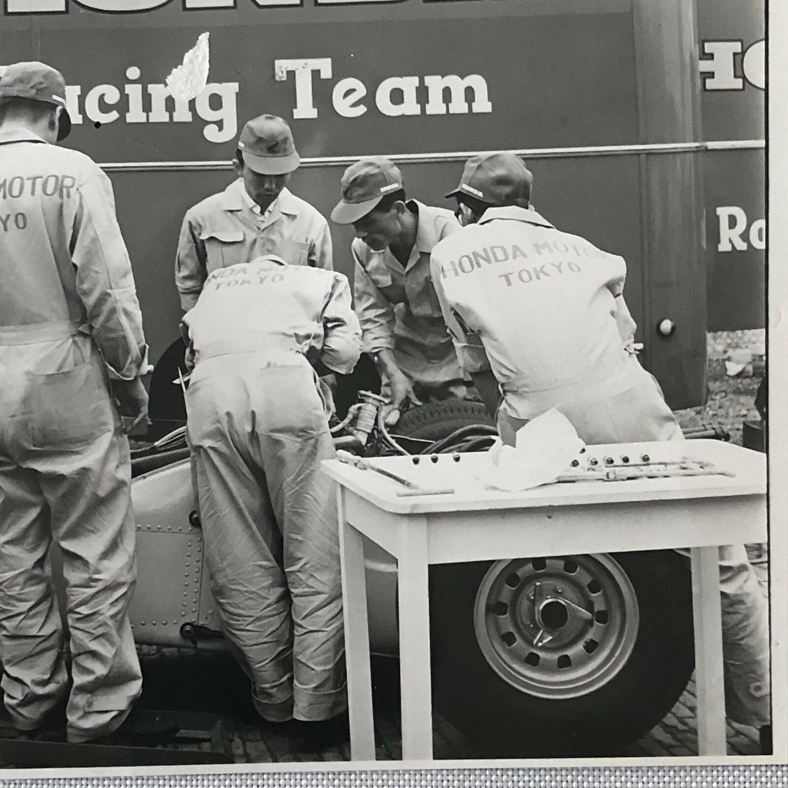 Vintage Honda Grand Prix Racing Car Team Photo Photograph Print 