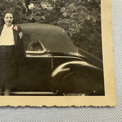 Vintage Photograph Photo Print Woman with Beautiful Car Automobile 1938 Torino