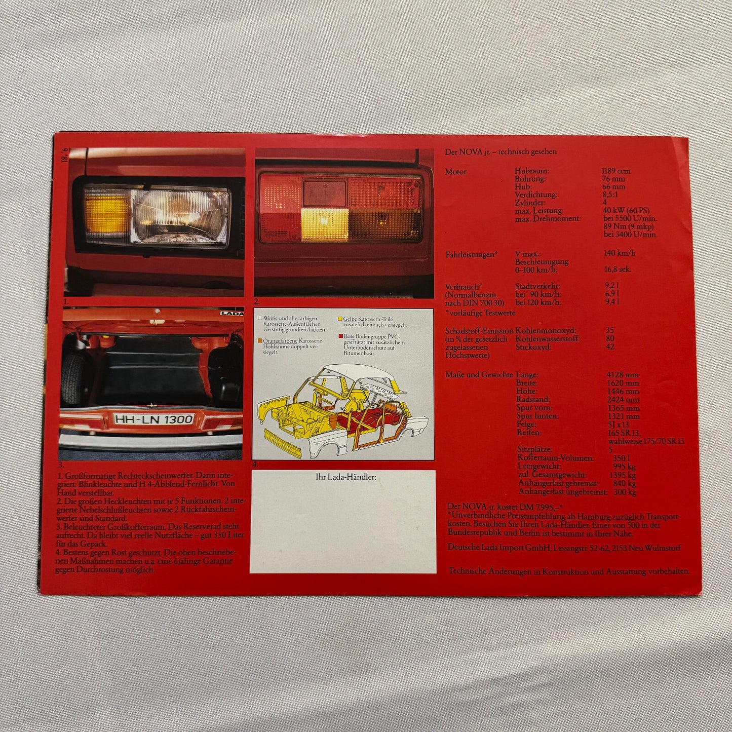 Lada Nova Jr Car Sales Brochure Catalog Advertising German Text European