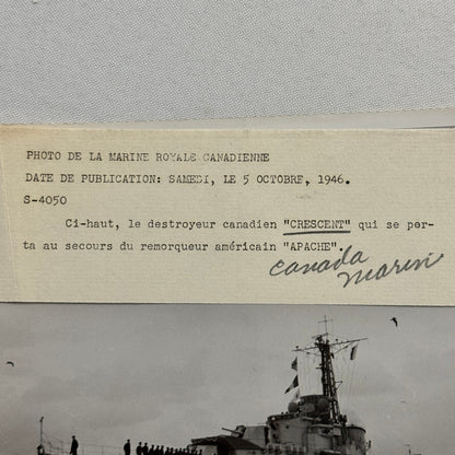 Royal Canadian Navy HMCS Crescent Military Boat Ship Photo Photograph 1946