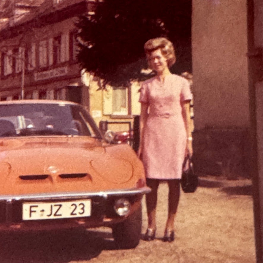 Opel GT Car Automobile Women Photo Photograph Snapshot Print Vintage