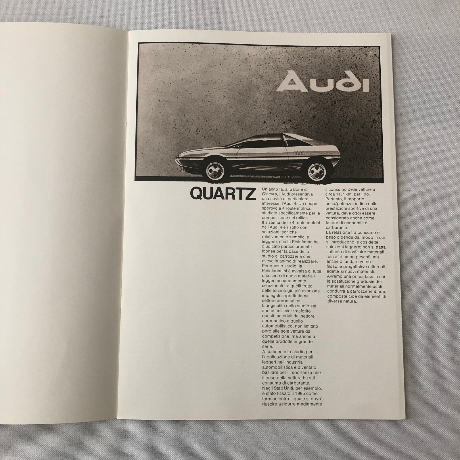 1981 Audi Quartz Pininfarina Concept Car Press Kit Brochure Photos Audi Coupe