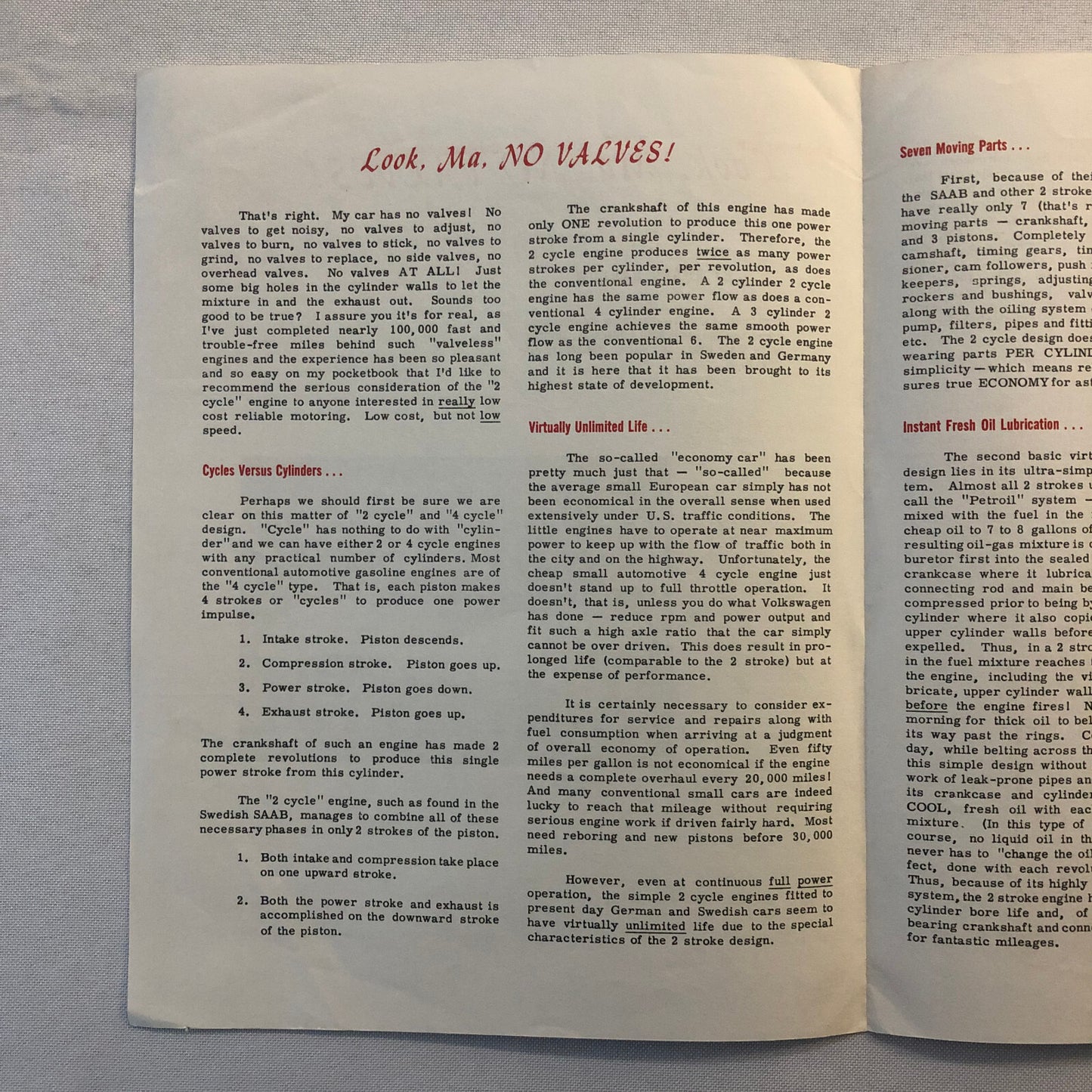 Vintage Saab Sales Brochure Catalog Look Ma No Valves Roger Barlow