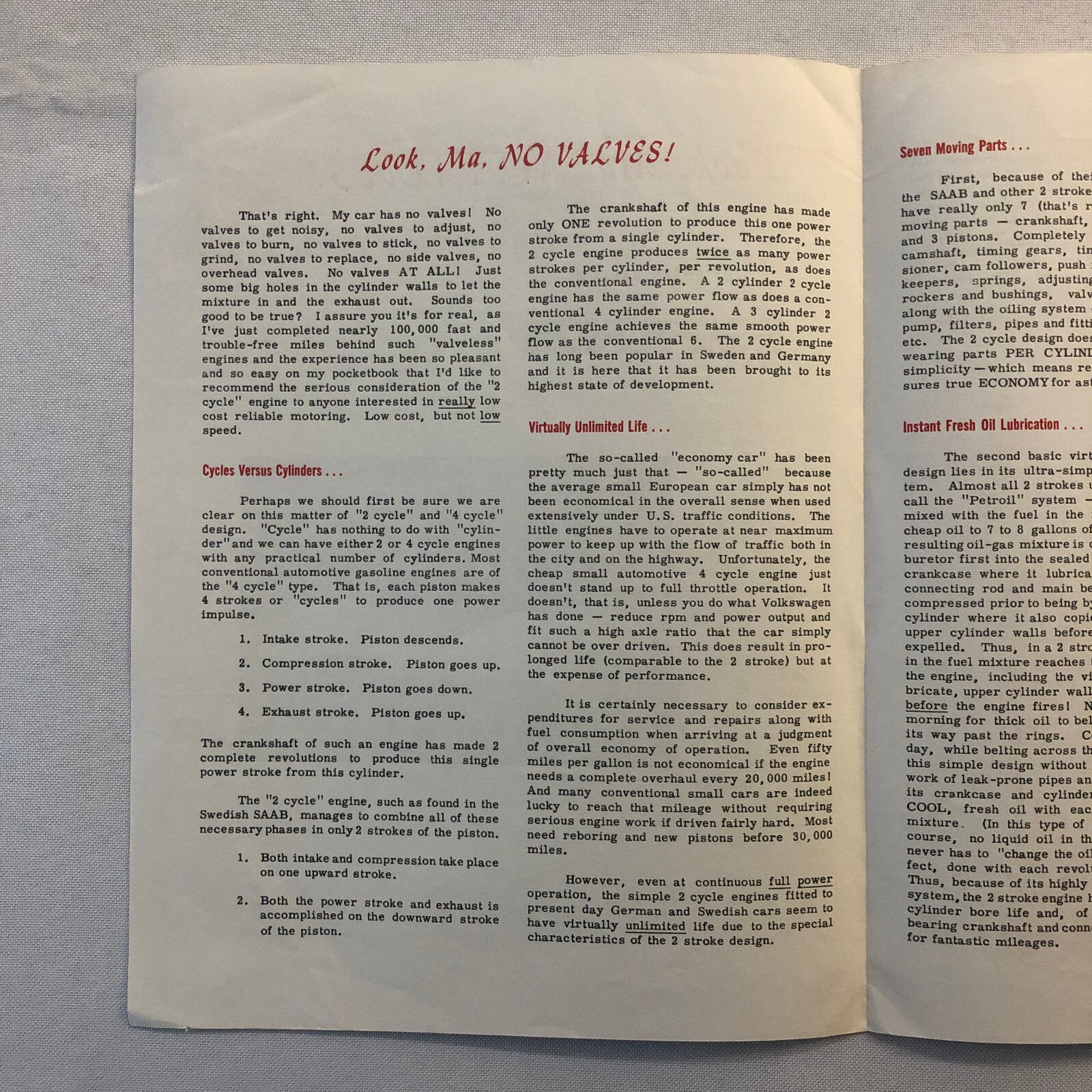 Vintage Saab Sales Brochure Catalog Look Ma No Valves Roger Barlow