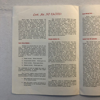 Vintage Saab Sales Brochure Catalog Look Ma No Valves Roger Barlow