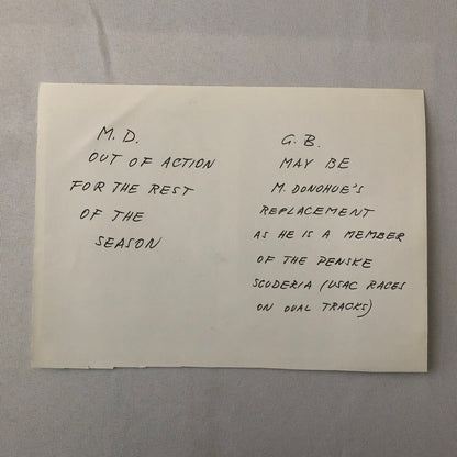 Vintage Indy Indianapolis Racing Photo Photograph Mark Donohue Gary Bettenhausen