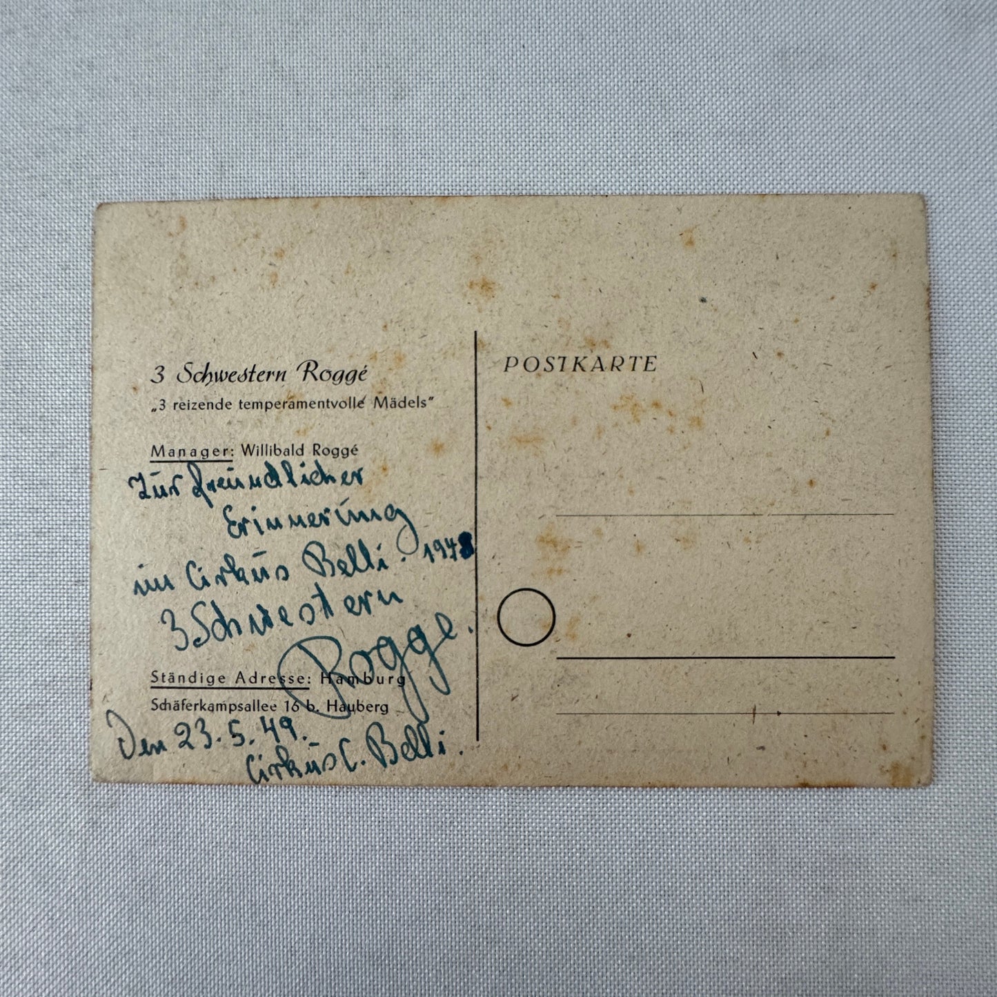 Vintage Circus Acrobat Balancing Act Tightrope Postcard German Text Post Card