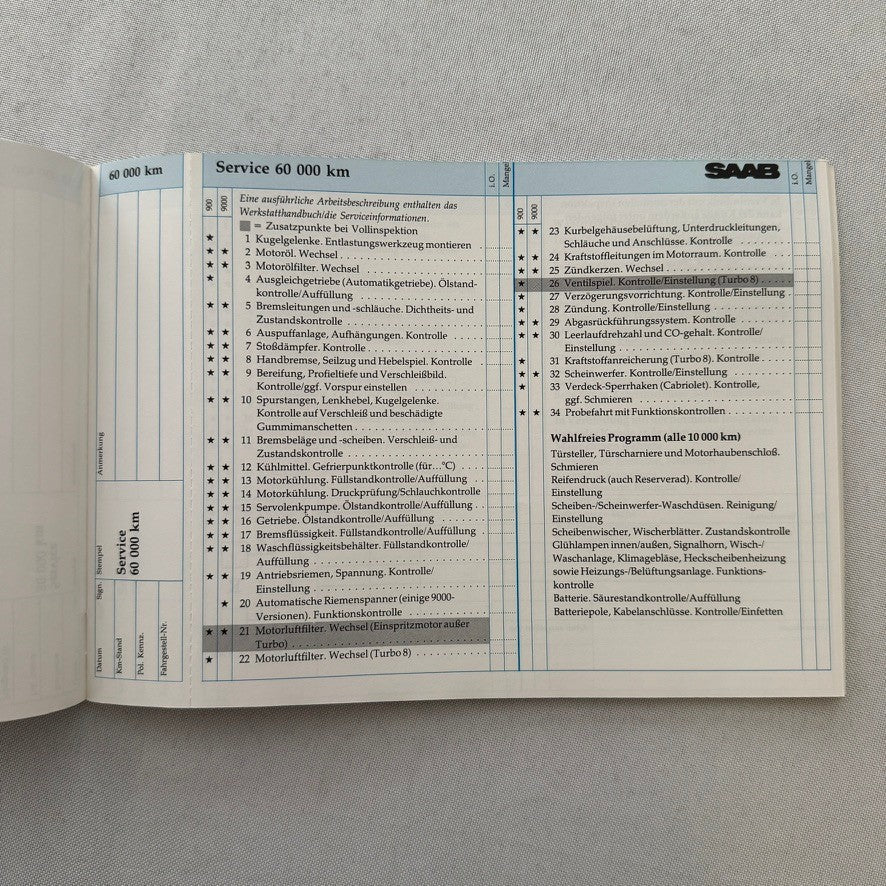 Saab 900 and 9000 Service Book Manual GERMAN 1988 1989