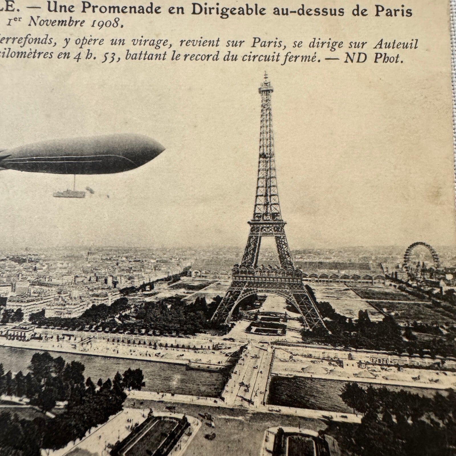 Vintage Zeppelin Airship Dirigible Postcard Post Card Paris Clement Bayard