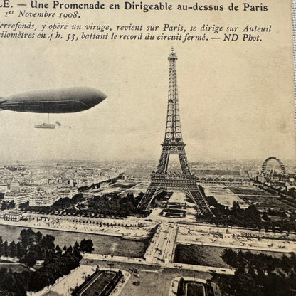 Vintage Zeppelin Airship Dirigible Postcard Post Card Paris Clement Bayard