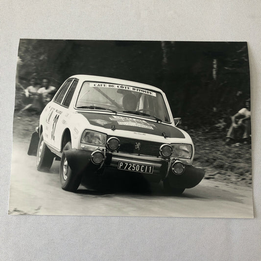Vintage Rally Racing Photo Photograph 1974 Rallye du Bandama Peugeot Car