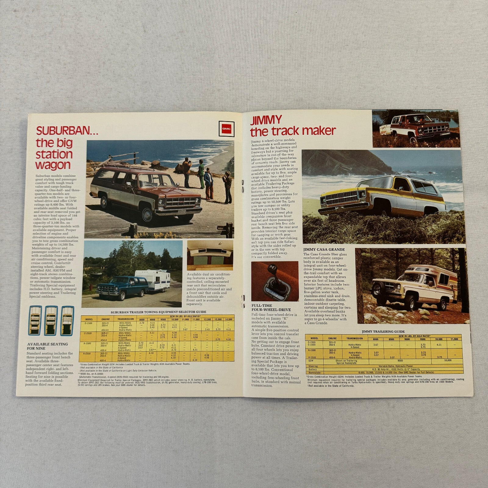 GMC Recreational Vehicles RV Sales Brochure Catalog Vandura Suburban Jimmy Rally