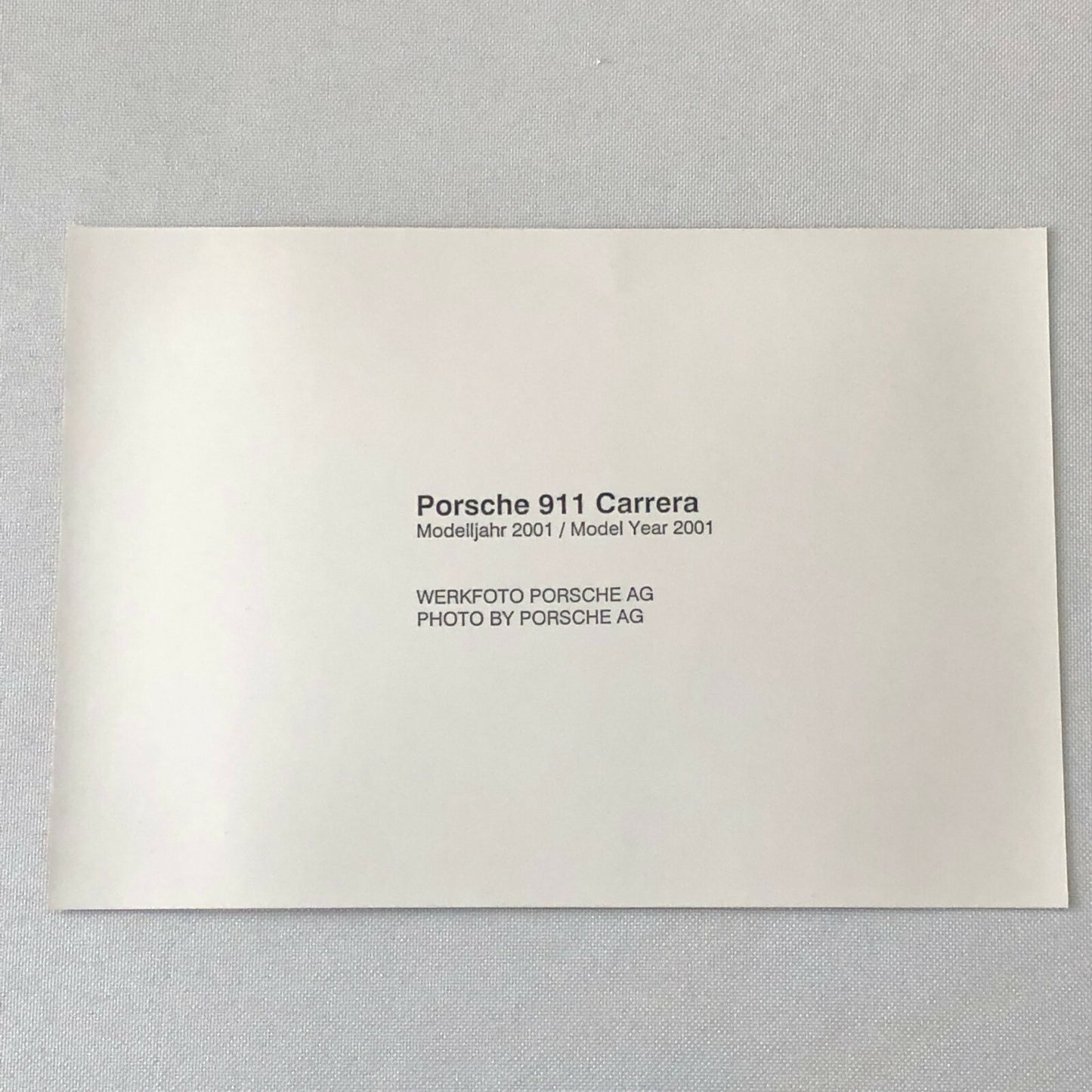 2001 Porsche 911 Carrera Factory Photo Photograph Print Werkfoto 