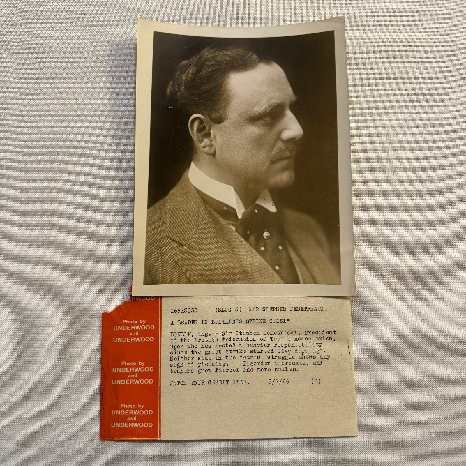 1926 British Labour Strike Press Photo Photograph British Federation of Trades