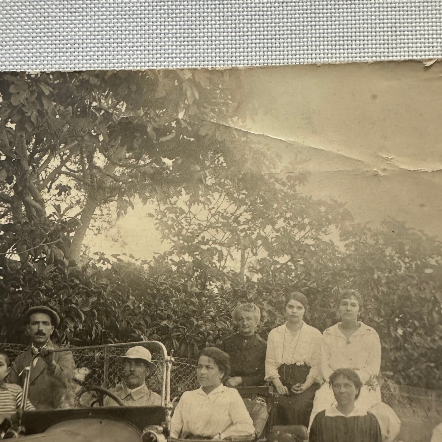 Antique Photo Photograph Print People with Automobile Car