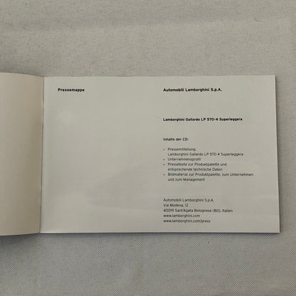 Lamborghini Gallardo LP 570-4 Superleggera Press Kit Brochure CD GERMAN Text