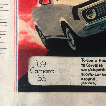 Vintage 1969 Chevrolet Camaro SS Advertising Agency Concept Art Illustration 