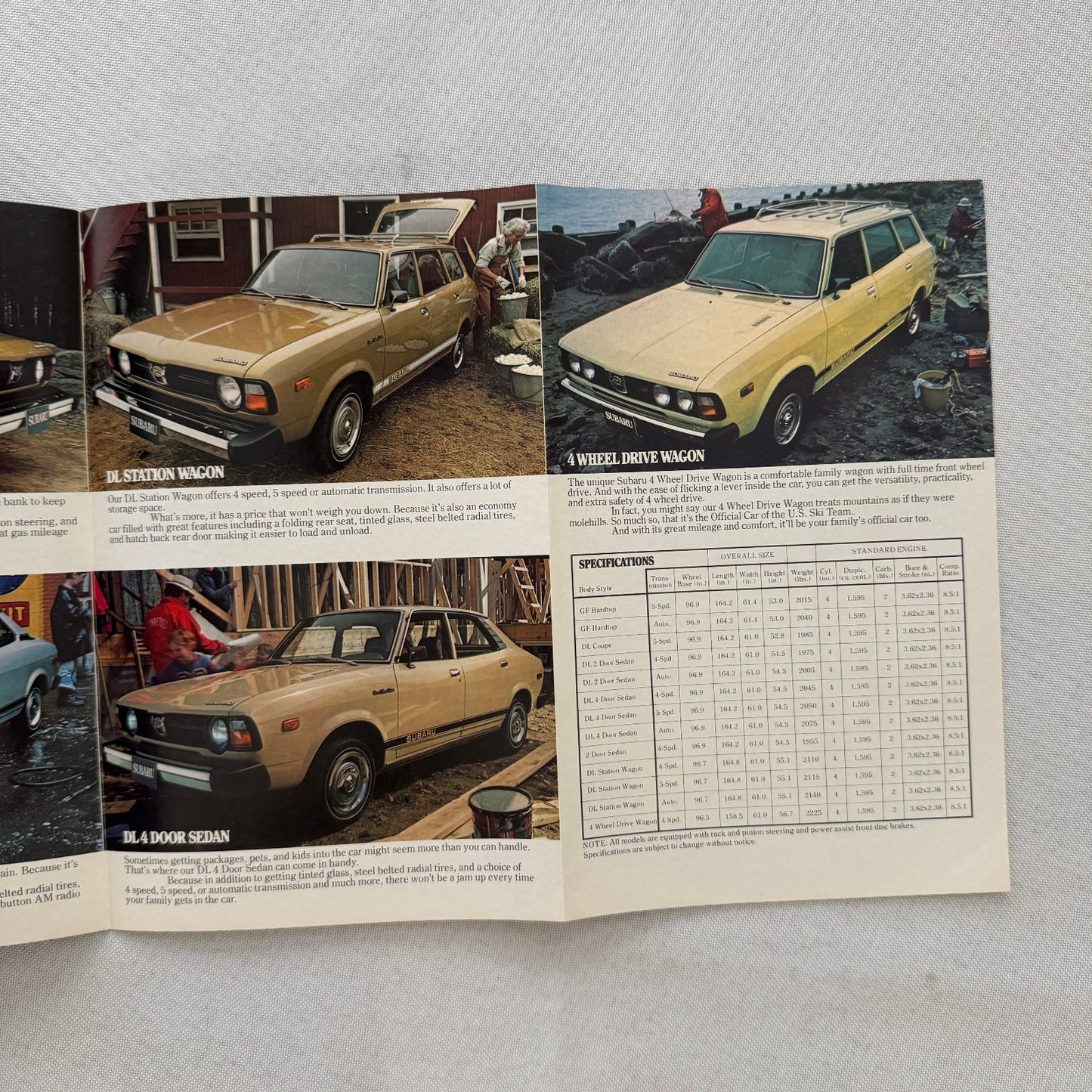 Vintage Subaru Car Sales Brochure Catalog GF Hardtop DL Wagon Sedan Automobile