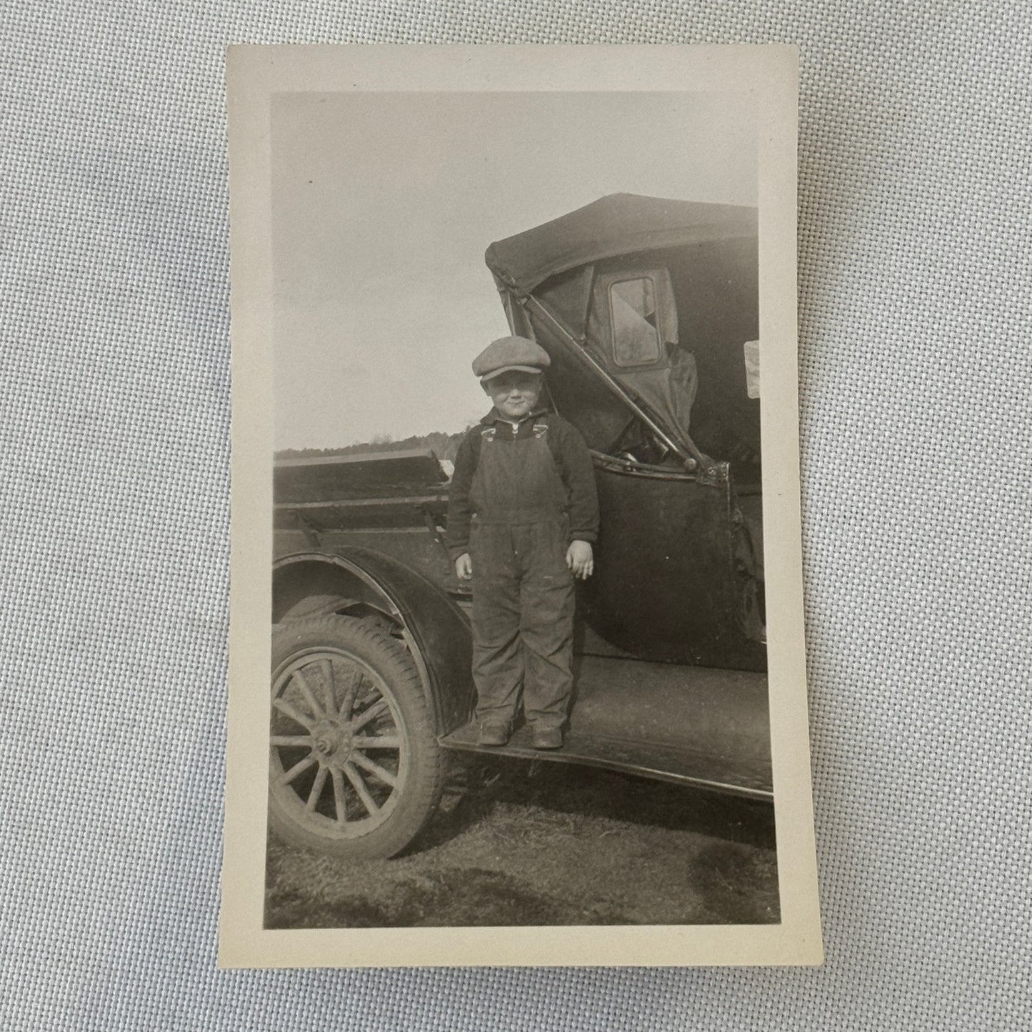Vintage Car Photo Photograph Print Child with Automobile Snapshot