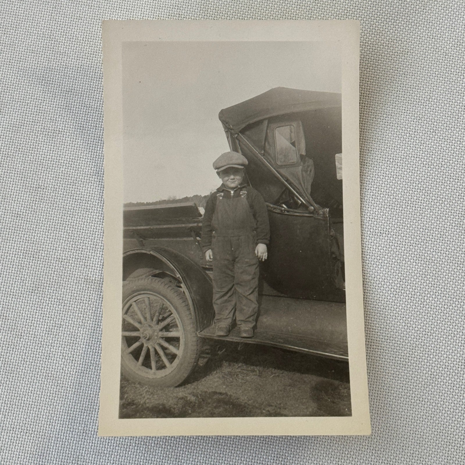 Vintage Car Photo Photograph Print Child with Automobile Snapshot
