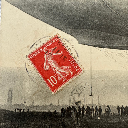 Vintage Zeppelin Airship Dirigible Postcard Post Card French La Republique