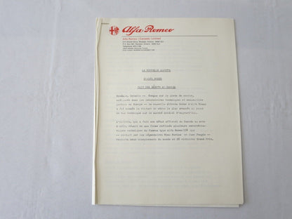1975 Alfa Romeo Press Kit Alfetta Spider GT French Canadian Brochure