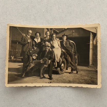 Vintage Photo Photograph People Dog Antique Car Automobile - Tag AL22SM2
