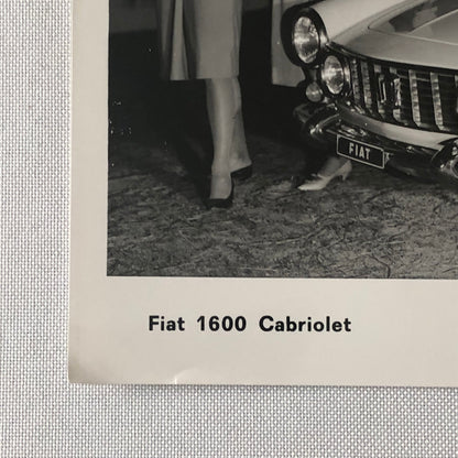 Fiat 1600 Cabriolet Convertible Factory Press Photo Photograph