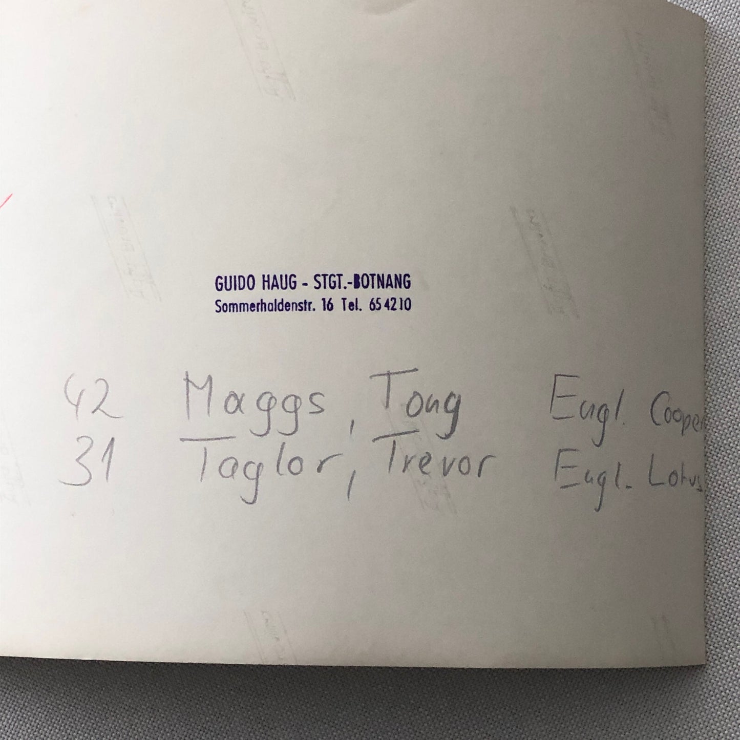 Vintage Solitude Grand Prix Racing Photo Photograph Tony Maggs Trevor Taylor