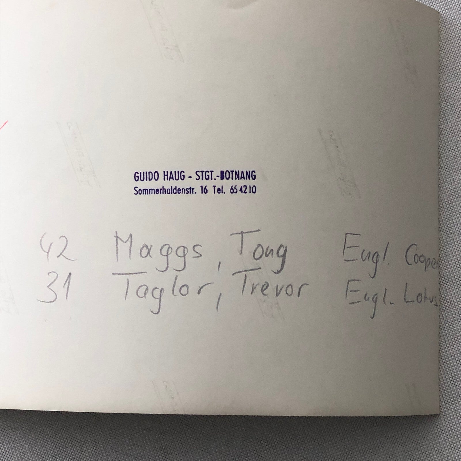 Vintage Solitude Grand Prix Racing Photo Photograph Tony Maggs Trevor Taylor