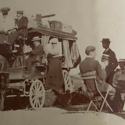 Antique Photo Photograph Print Men and Women with Horse Drawn Wagon Italian ? 