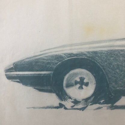 Vintage Concept Car Design Illustration Sketch Drawing Art Signed NOTTRODT 1970