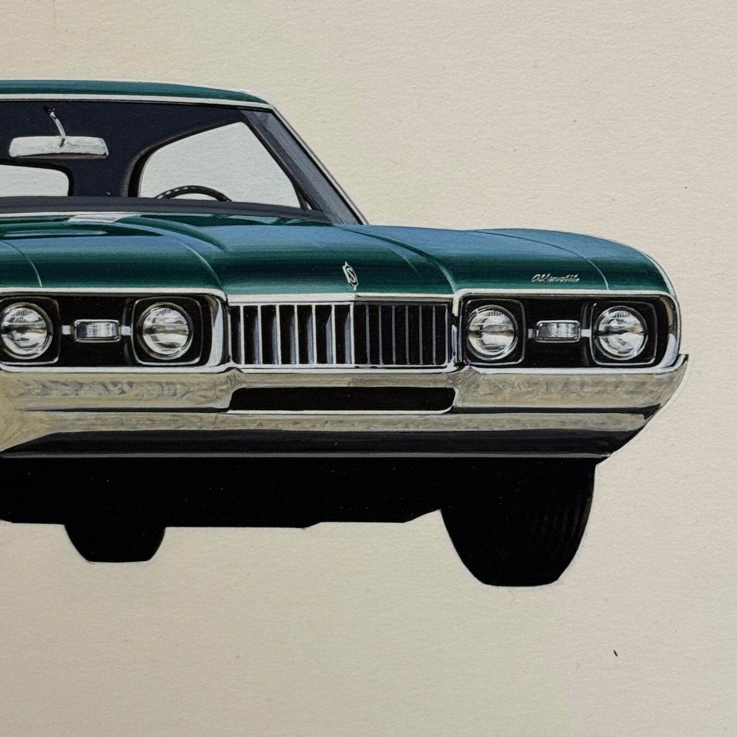 Oldsmobile Cutlass Car Illustration Art Drawing Hand Drawn Robert Preis Vintage