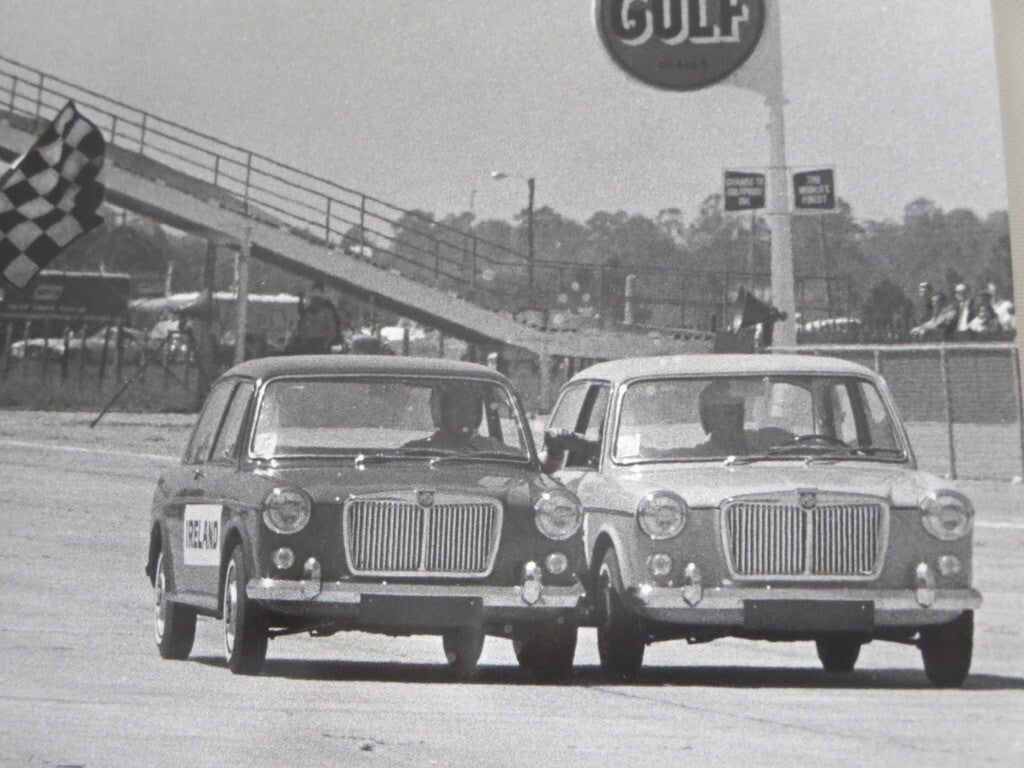 Vintage 1963 Morris Mini Minor Racing Photo Photograph Denise McLuggage Ireland 