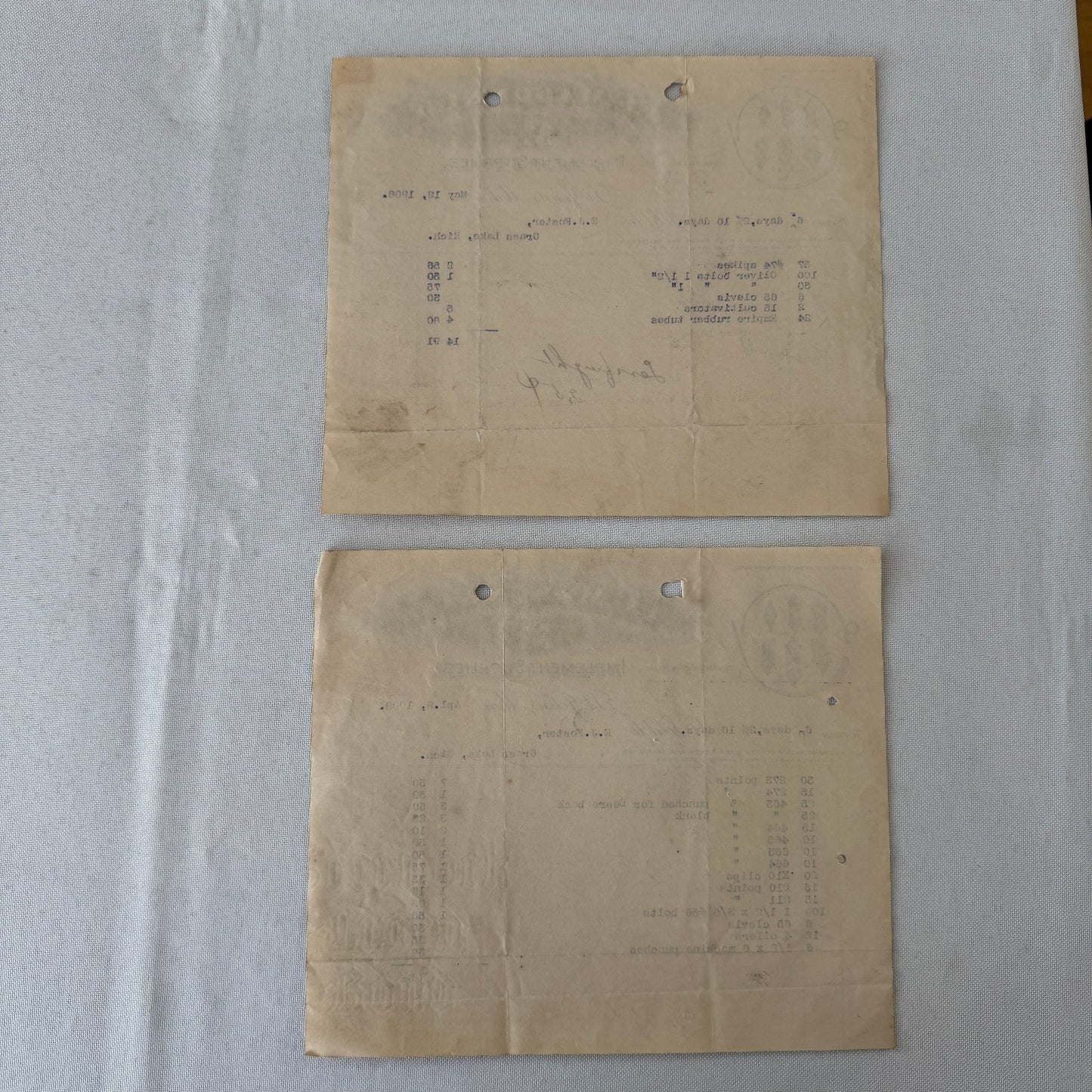 FC Mason Company M Brand Implement Invoice Receipt Document Letterhead 1908 Lot
