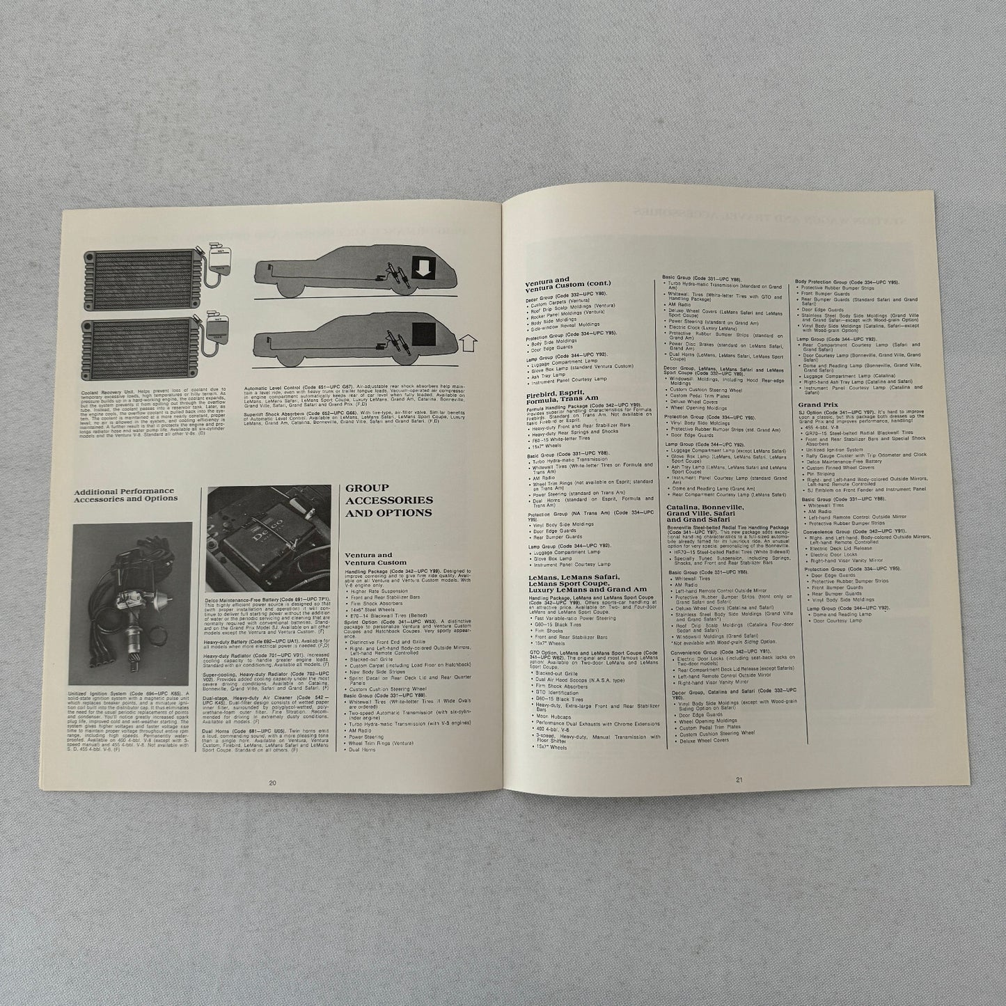 1973 Pontiac ACCESSORIES Sales Brochure Catalog Firebird Ventura GTO Catalina +