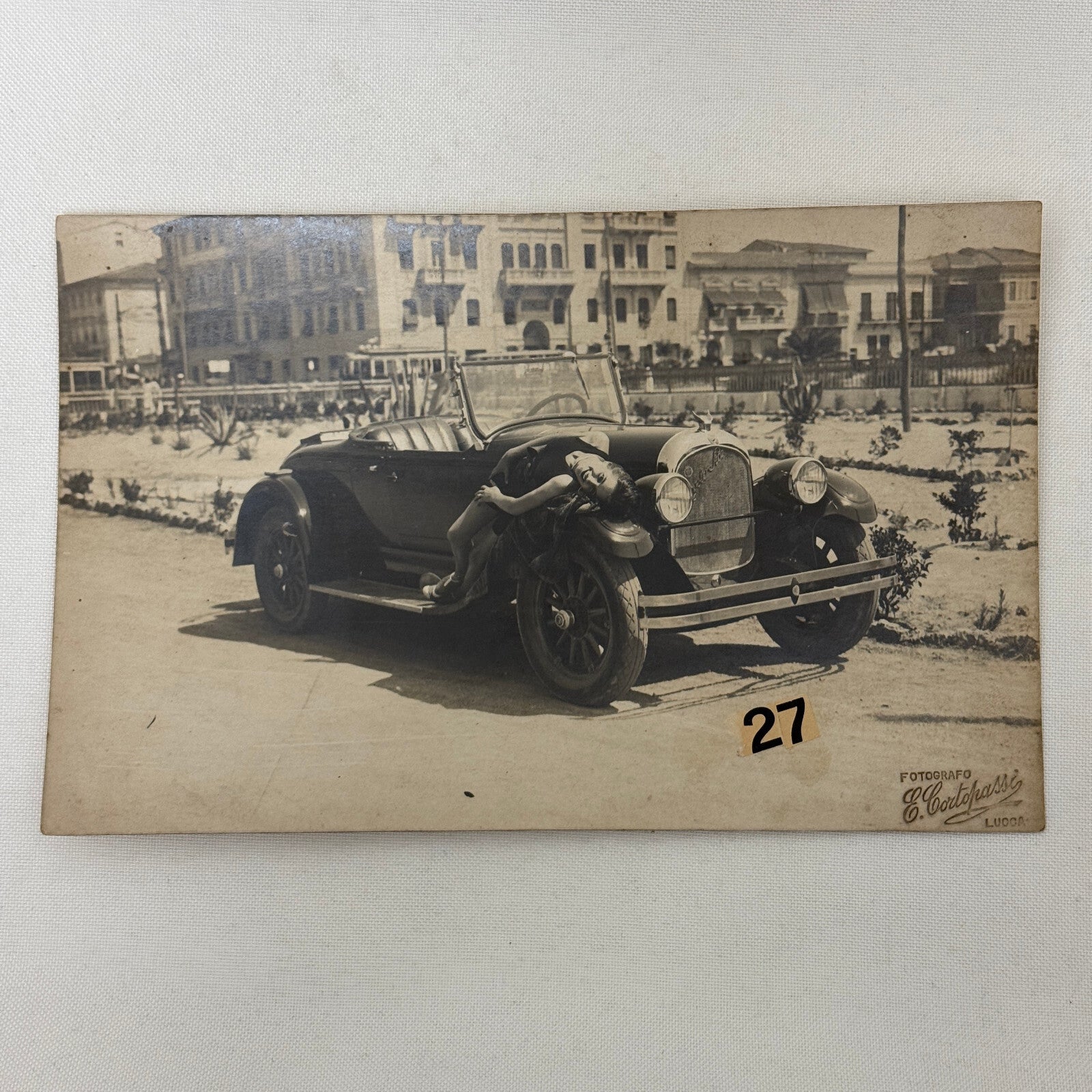 Antique Chrysler Car Automobile Photo Photograph Italian Photographer Stamp